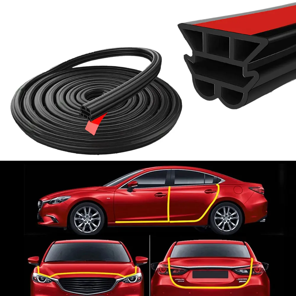 

1Pc Car Door Rubber Seal Strip Auto Protector 3 Layer Sealing Strips Car Rubber Seal for Car Trunk Hood Sealant Sound Insulation