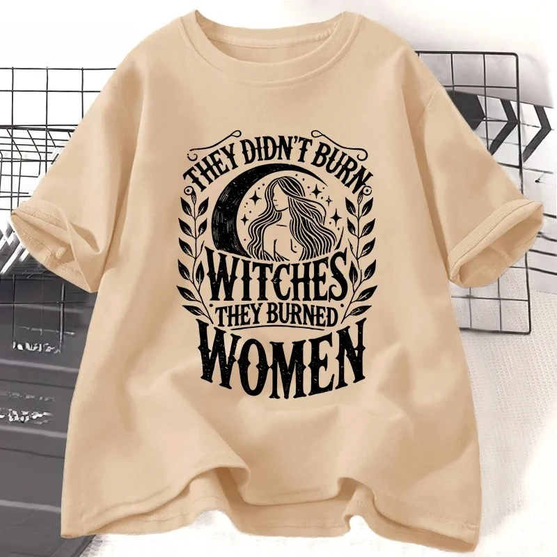 Vintage Feminist T Shirt Y2K Witch Graphic Tee They Didn't Burn Witches They Burned Women men cheap clothing with free shipping