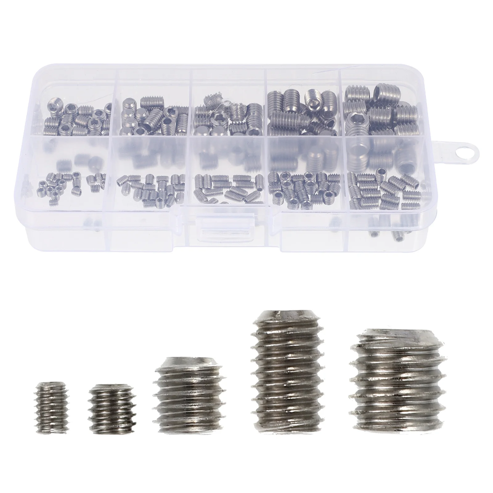 

200Pcs Stainless Steel Hex Grub Screws Reliable Durable Fastening Screws for Repair and Maintenance Head Screw