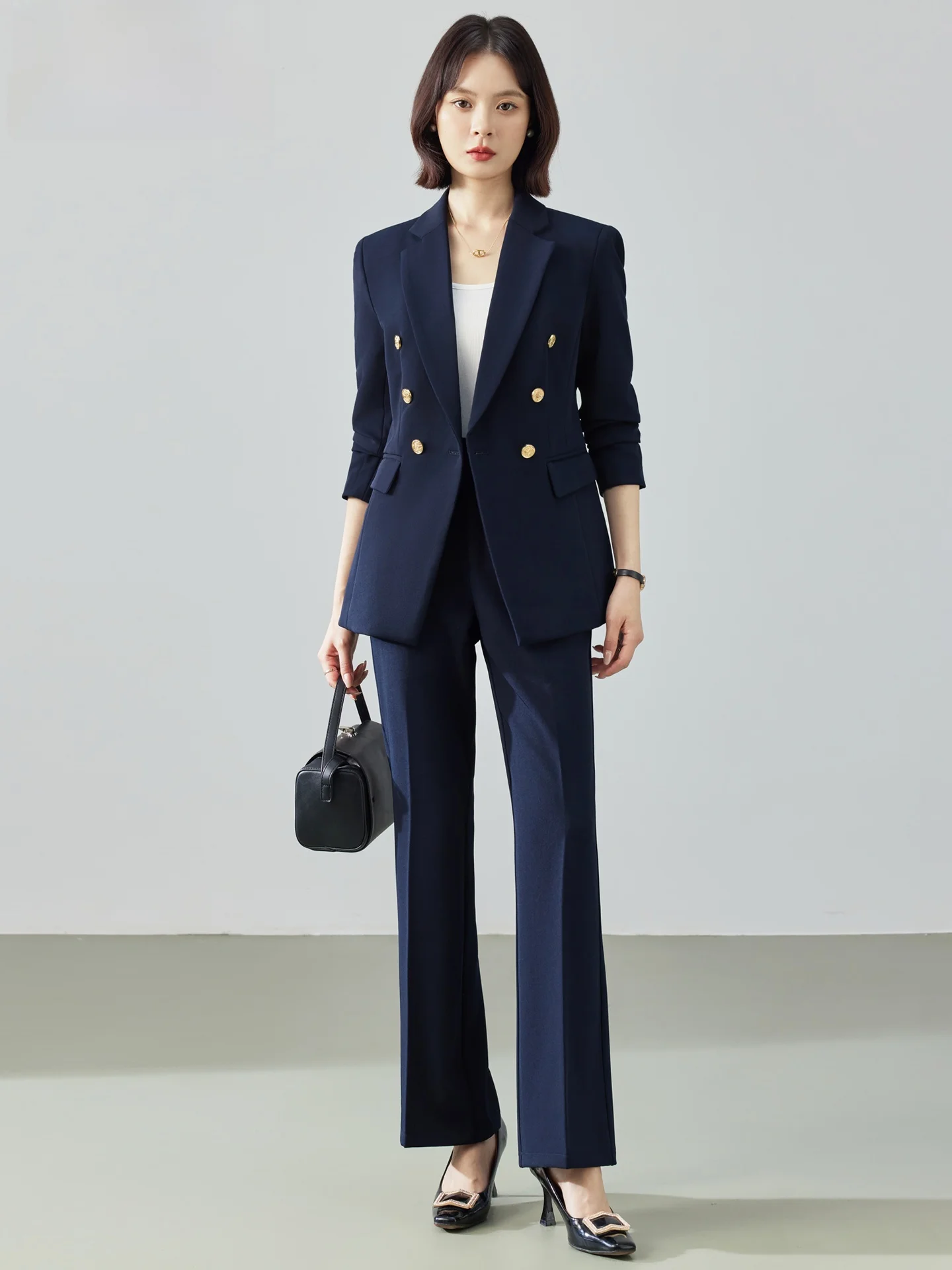 Olive Green Suit Jacket Women's New 2026 Commute Professional Interview Formal Girls Set High Waist Type Long Sleeve Plain Color