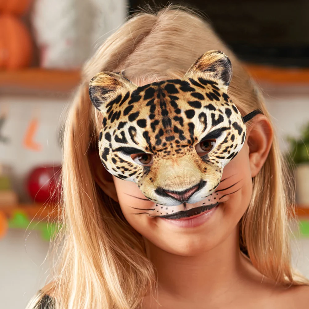 2 Pcs Venetian Animal Mask Snow Leopard Face Halloween Costume Masquerade Cosplay Eva Child