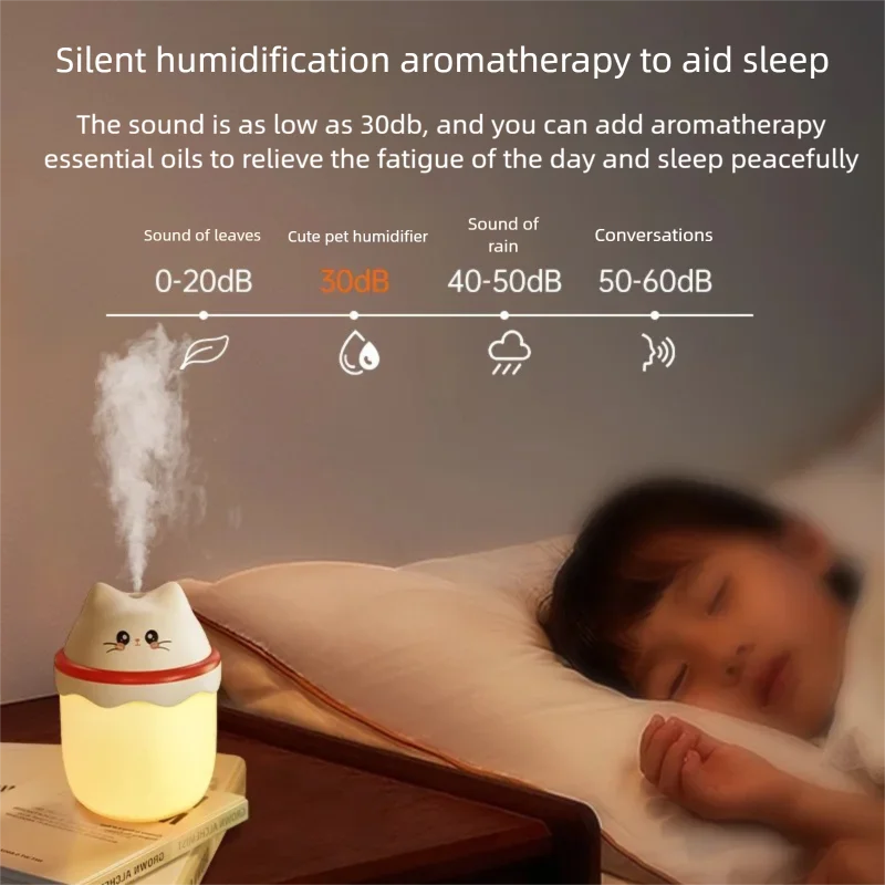 Umidificador de animais de estimação fofo doméstico pequeno medidor de hidratação de ar quarto luz noturna purificador de ar do carro
