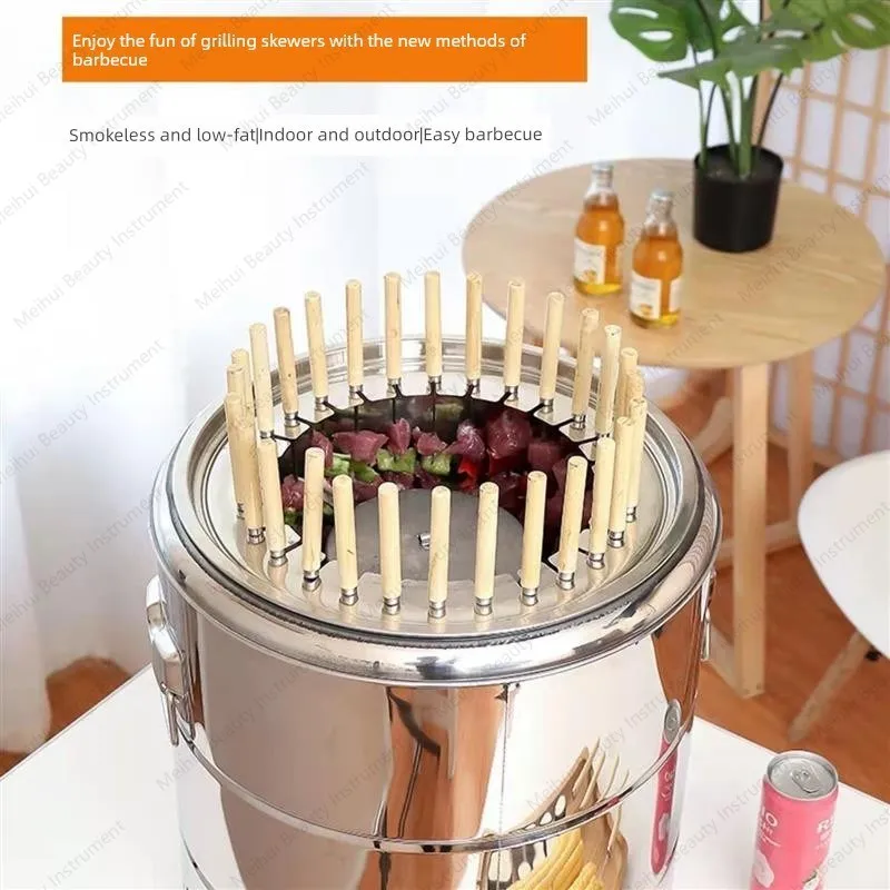 

Бездымный гриль-барбекю, портативный бытовой гриль-барбекю, цилиндр, гриль-барбекю, бытовой, коммерческий, для использования в помещении, на открытом воздухе, многофункциональный