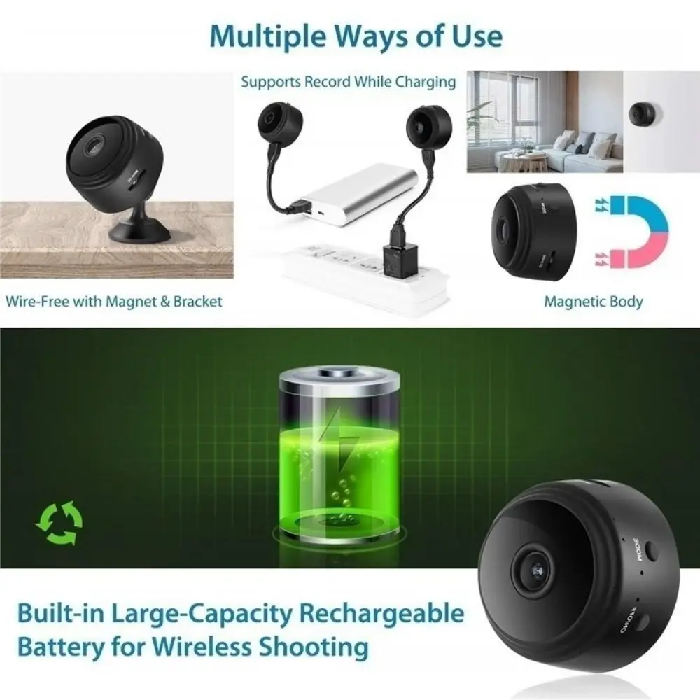 Micro Video Recorder Mini Camera Motion Detection Night Vision Two-Way Talk Camera Wireless Design Alarm System Wireless Camera