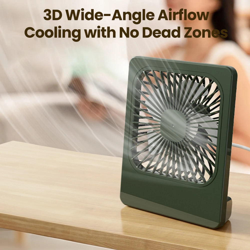 Mini USB Fan 5 Blade Desktop Silent USB Cable Power Supply Plug and Play Small 3D Wide-angle Air Supply Office Desk Electric Fan