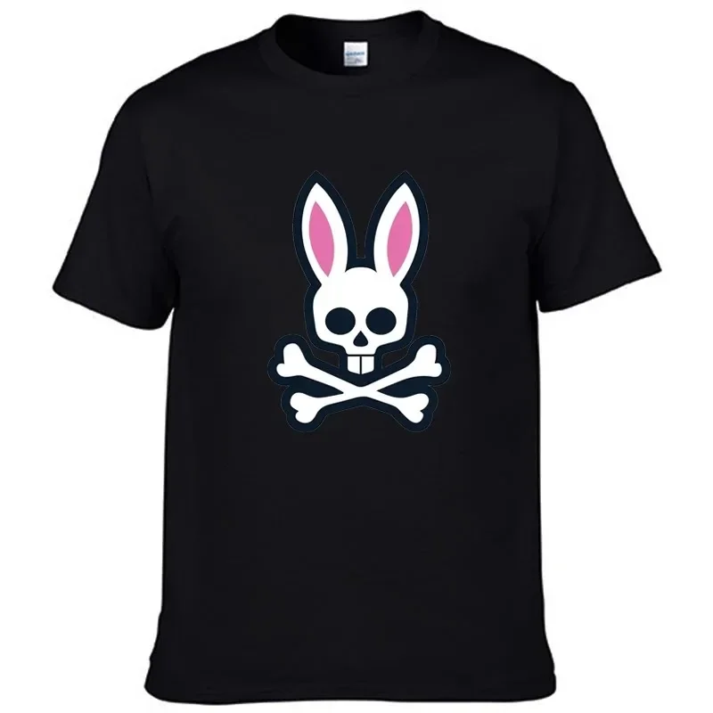 

Men's and women's short sleeved cotton T-shirt, Ghost Rabbit printed top, fashionable sports O-neck pullover, casual running men