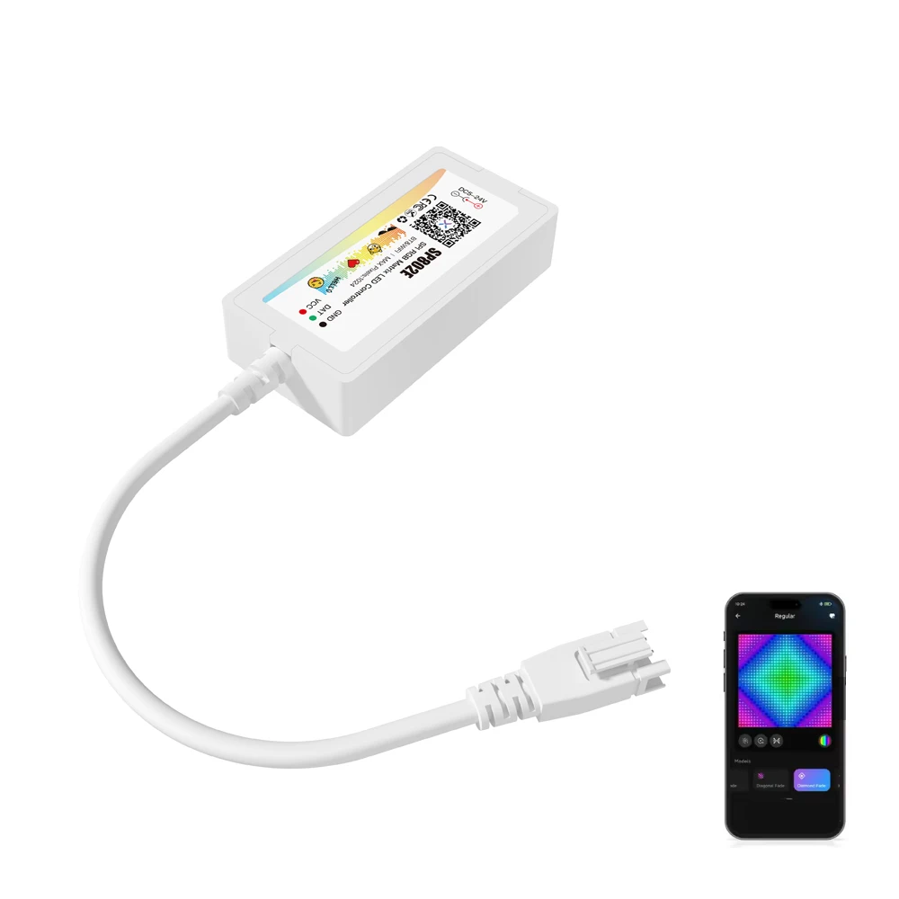 

SP802E W2812B UCS1903 SPI RGB Matrix LED Controller Panel Animation Music Wifi APP Wireless Control iOS Android DC5-24V