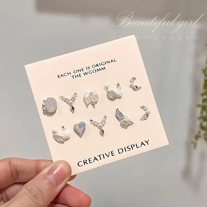 Diamantes de imitación de proteína para uñas, accesorios de decoración de uñas de cristal, rosa brillante, corazón de bricolaje, 1 caja