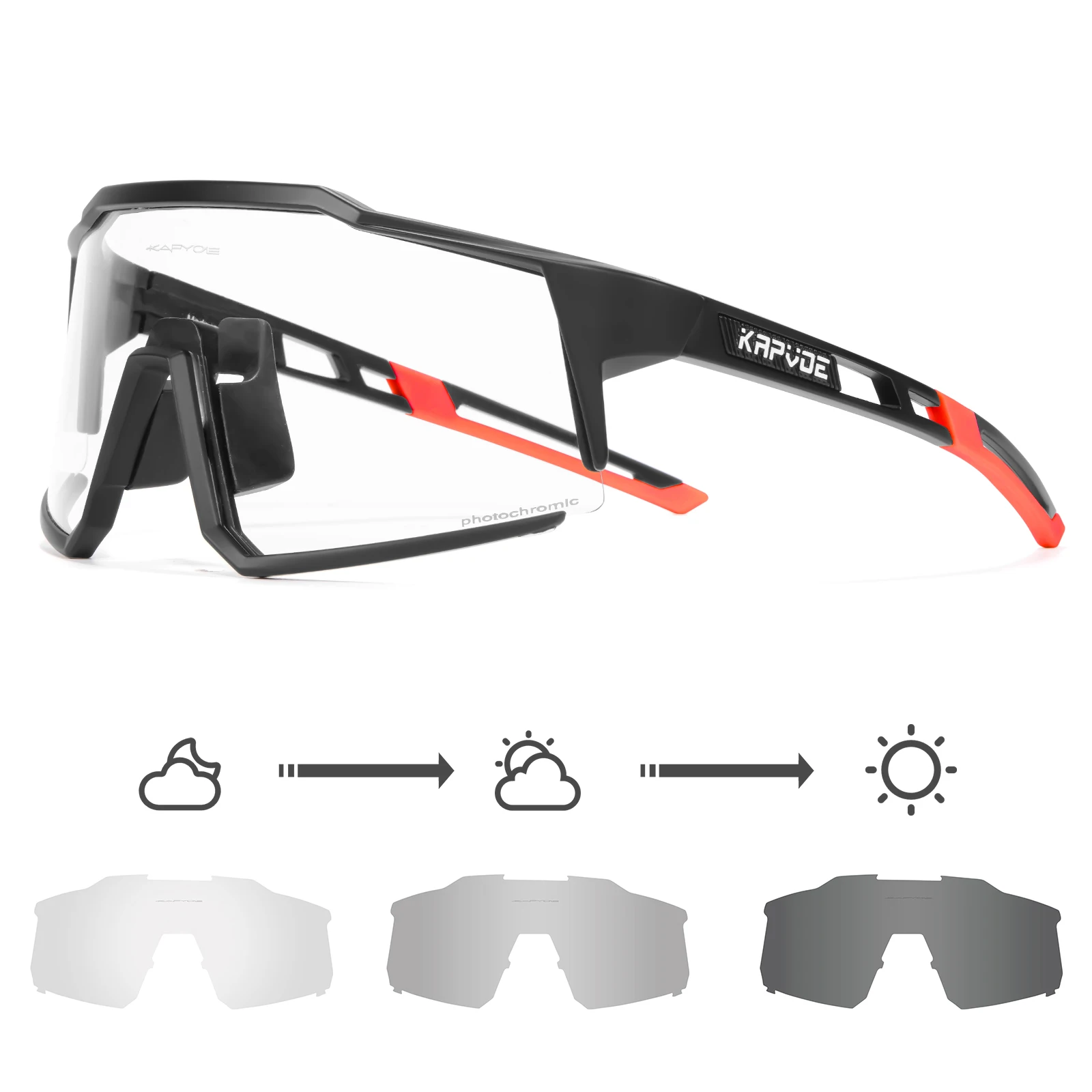 Kapvoe Photochrome Fahrradbrille UV400 MTB Klar Mountainbike Übergang Fahrrad Sonnenbrille für Männer Frauen Sportbrillen 8