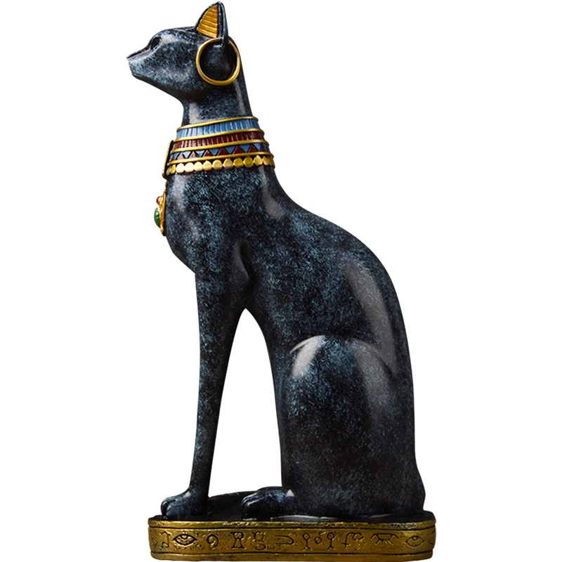 

36.5CM EUROPEAN STYLE EGYPT FORTUNE CAT STATUE RESIN CRAFTS CUTE BAST ANIMALS ART SCULPTURE HOME DECORATION ACCESSORIES R2905