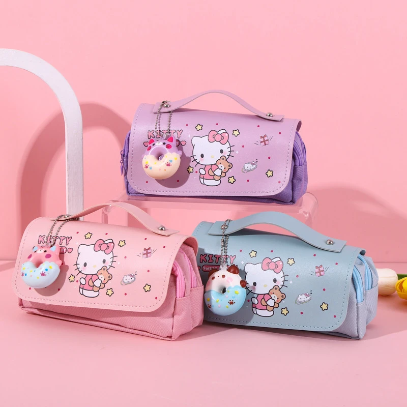 Kawaii Grande Capacidade Lápis Case, Multifuncional Kt Cat Pochacco Kuromi Bag, Bonito Material Escolar, Papelaria Presentes