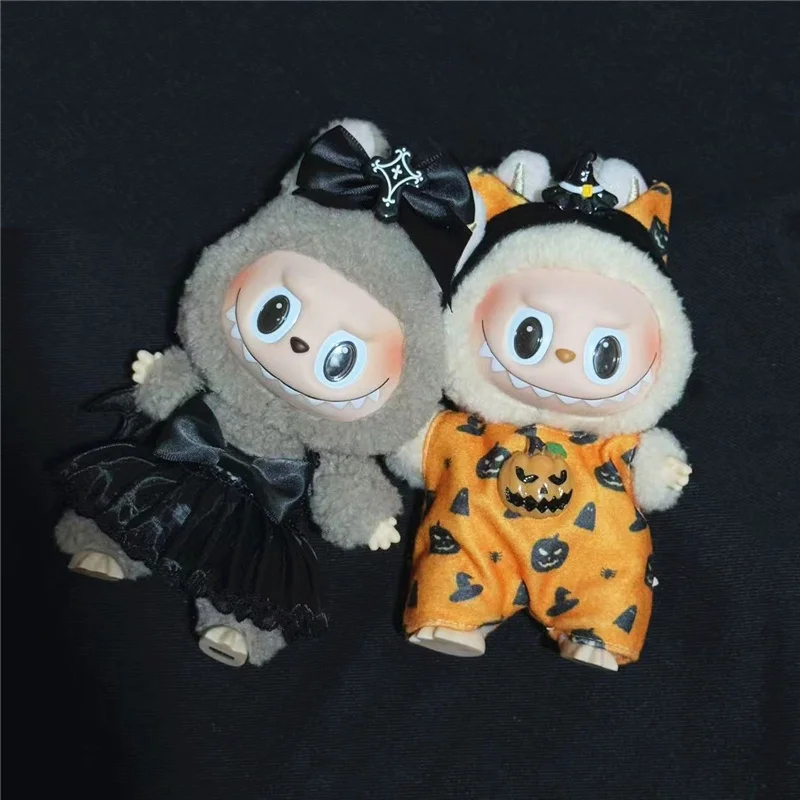 15 17 cm Voor Labubu Pop Allerheiligen Meerdere series Leuke Pompoen Kleding Trendy Gaasachtige Rok Outfit Kleding Schoenen Accessoires