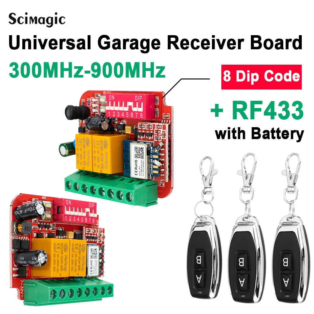 Universal Controller 300MHz to 900MHz Garage Door,Gate,Sliding Swing Door Receiver Plate 2CH Garage Opener Board With RF433