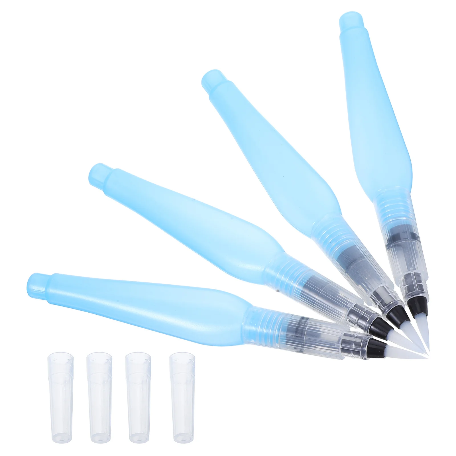 

4 Pcs Portable Paintbrush Refillable Watercolor Colorful Pen Tops Blue Art Painting Travel Brushes