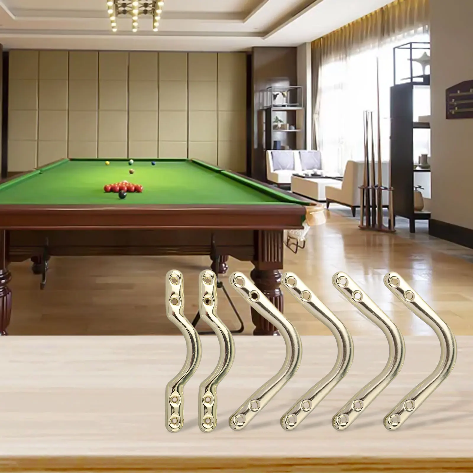 

For Game Rooms Ball Net Bag Iron Drop Net Game Night Decor 14cm 6pc Pool Table Corner Set Beautiful Gold Finish