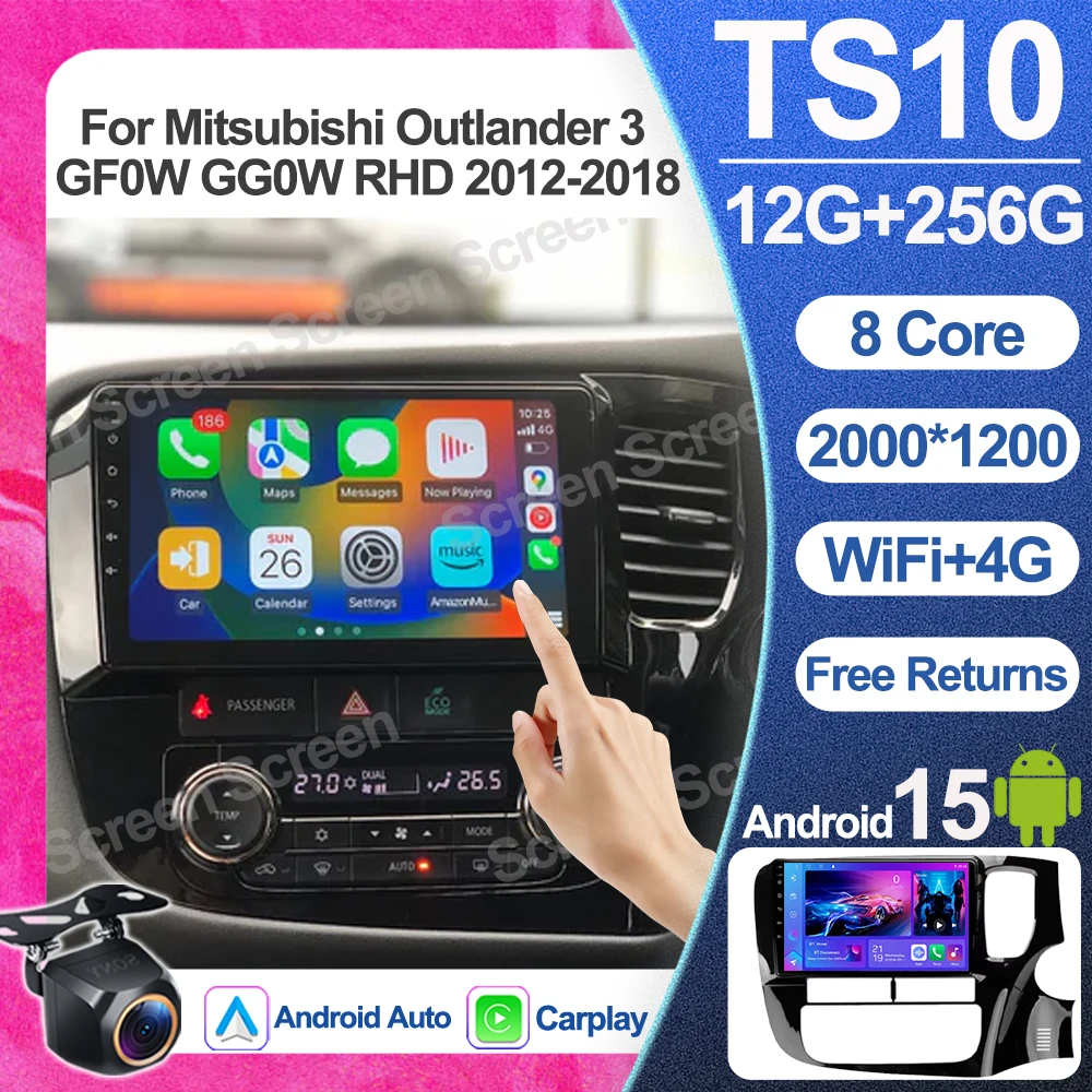 Rádio Automotivo Android 16 2din para Mitsubishi Outlander 3 GF0W GG0W RHD 2012-2018, Estéreo Autoradio Multimídia 5G