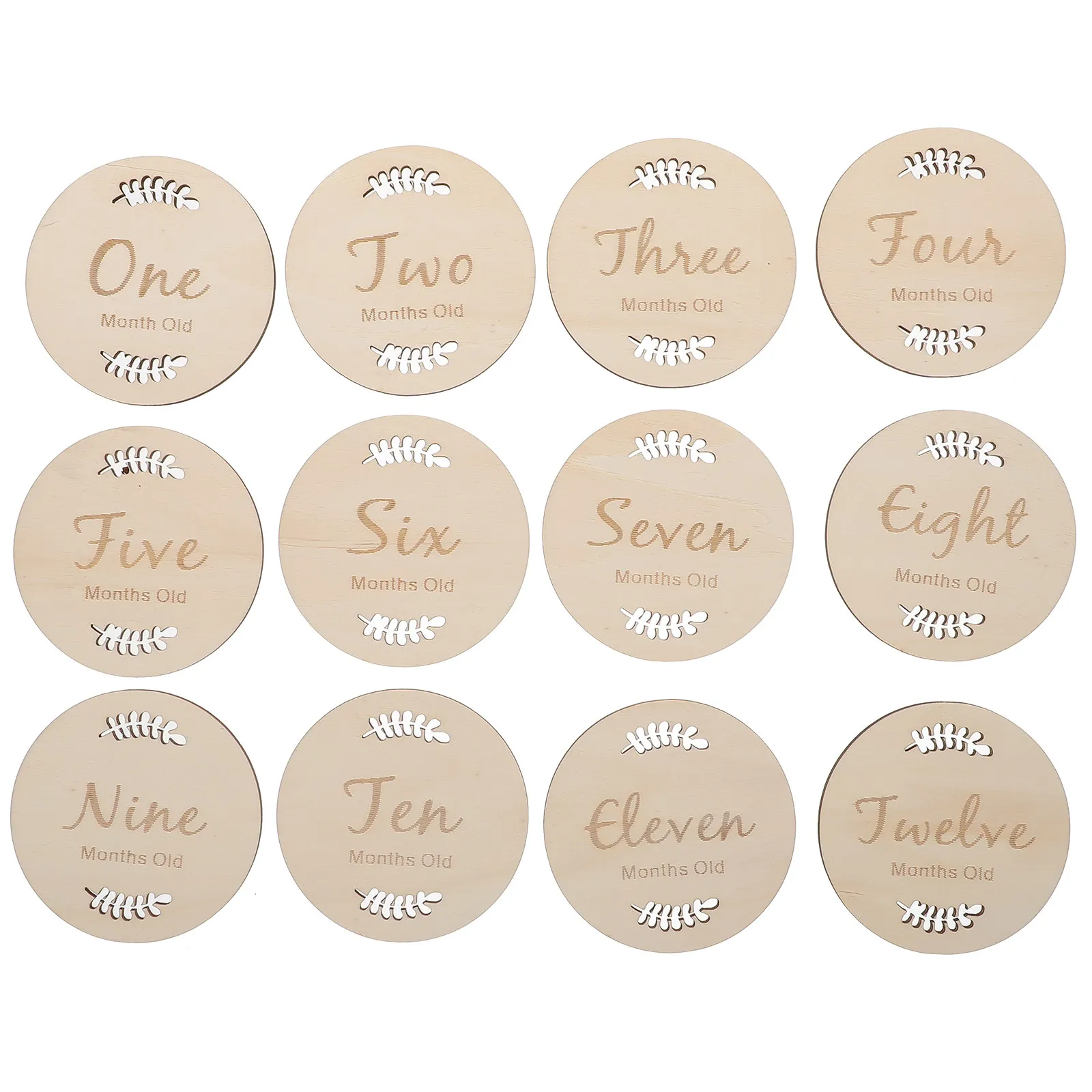 1Set Wooden Baby Milestone Cards Monthly Growth Photo Props Engraved Non-Toxic Safe Natural Wood Grain Design for Newborn