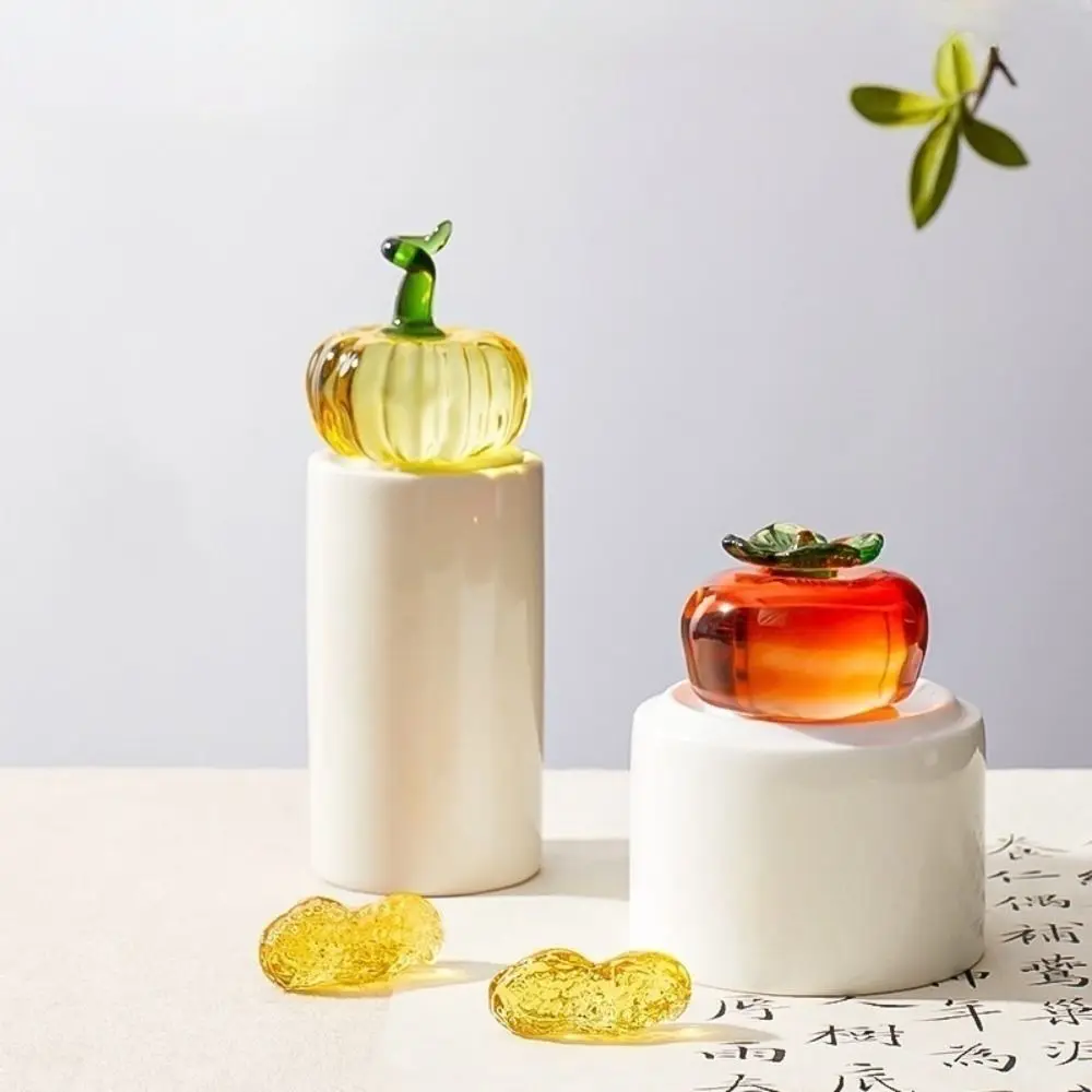 Professional Crystal Glass Paperweight Traditional Writing Pumpkin Persimmon Paperweight Painting Drawing