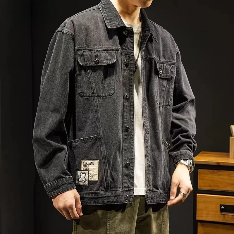 

Свободные мужские джинсовые пальто в стиле ретро, эстетичная одежда, Джокер, брендовая по самой низкой цене, модная стираная новая дешевая стильная мужская джинсовая куртка