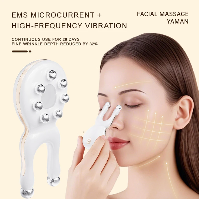 

Portable 7-in-1 Facial Massager Tool with EMS Red-Light Therapy Vibrations Thermals for Wrinkles Reduction Home Use