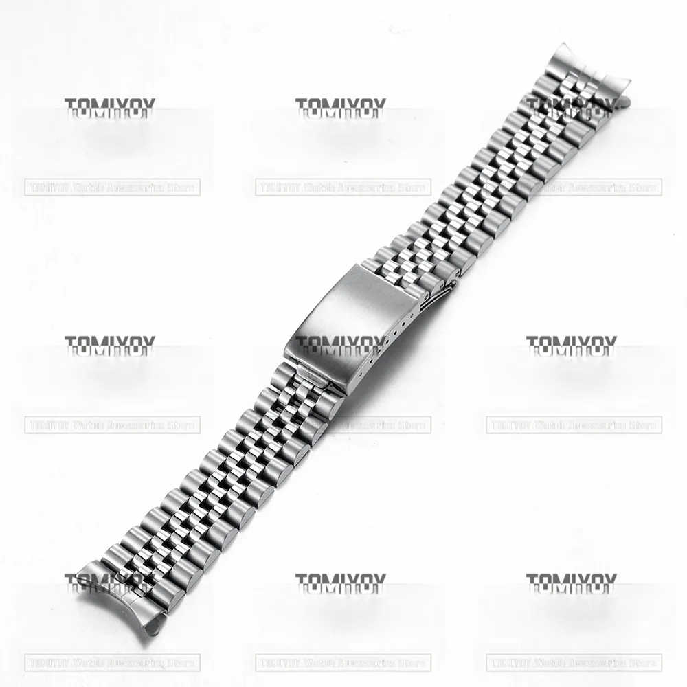 

Silver 2 tone Gold 18mm 19mm 20mm Stainless Steel Vintage Jubilee Curved End Watch Band Strap Fit for RLX 16200 16710 5500 5501