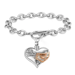 A piece of my heart lives in heaven Locket Heart Bracelet Keepsake Memorial Cremation Jewelry Ashes Urn Bracelet Dropshipping