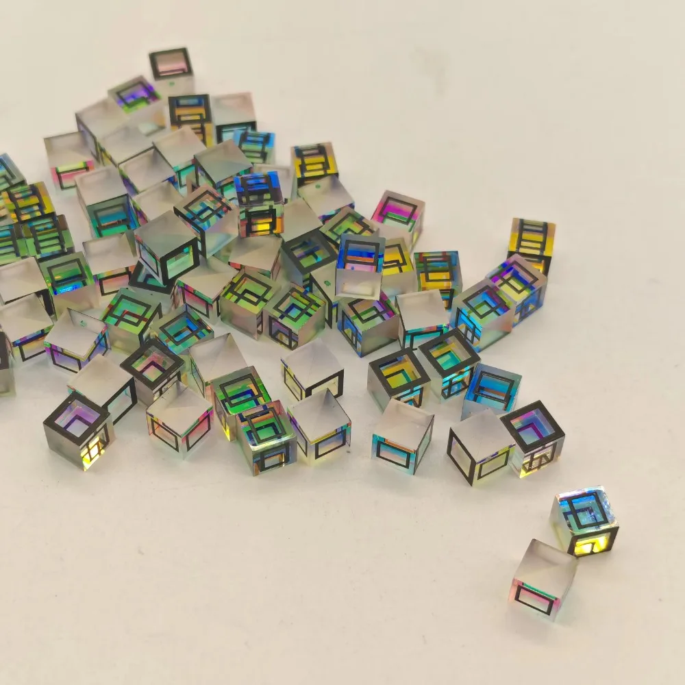 10PCS Defective RGB Combiner X-Cube Prism 45mm Dichroic Optical Glass Cube Kit for Decoration Physics Teaching Photography Props