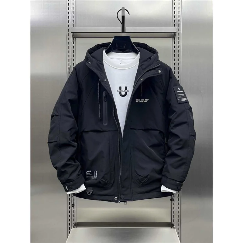 

Men's Faionable Windproof Coat Spring Autumn Casual Long Sve Hooded Commute Jaet Loose Fit Workwear Top