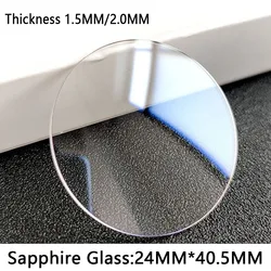 Thickness 1.5mm/2.0mm flat watch lens Sapphire Glass replacement diameter 24mm-40.5mm circular transparent watch lens glass