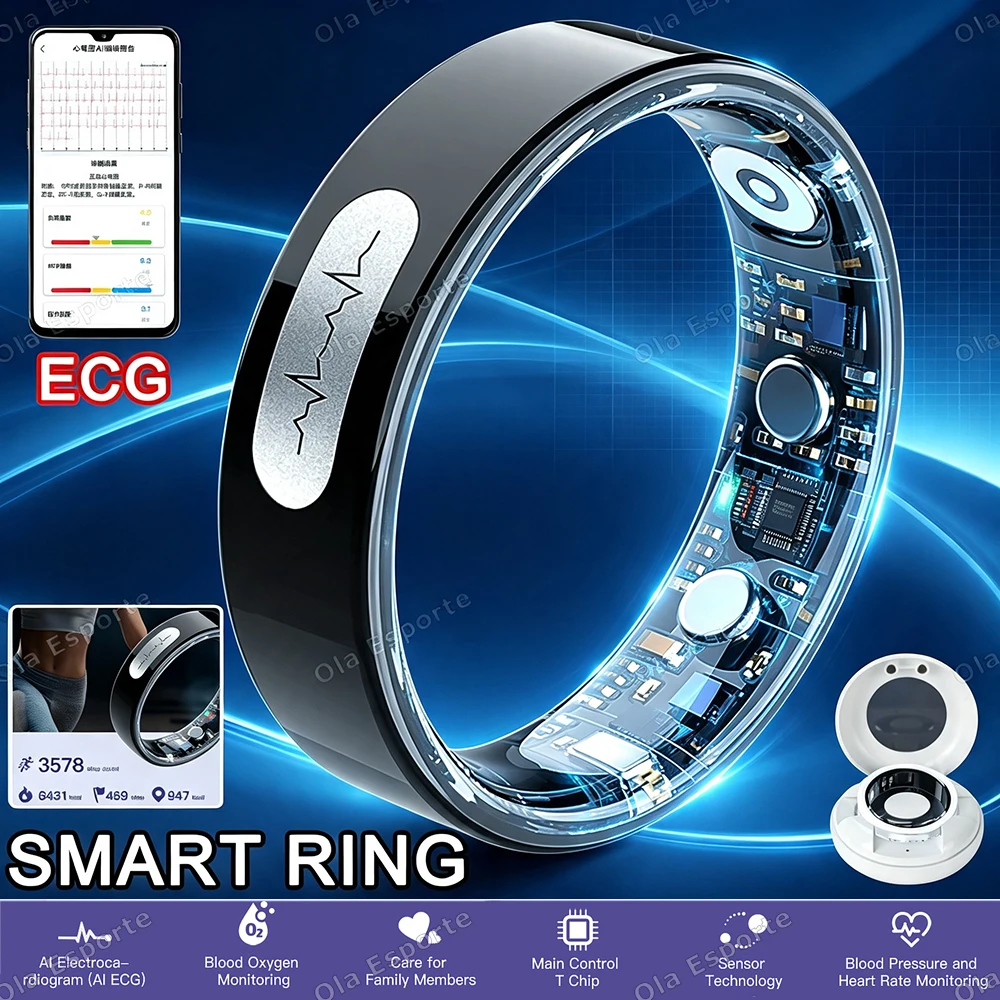 Blood Pressure Monitor - แหวนอัจฉริยะตรวจวัดสุขภาพ ECG รุ่นใหม่ กันน้ำสำหรับใช้งานกลางแจ้ง ตรวจวัด HRV