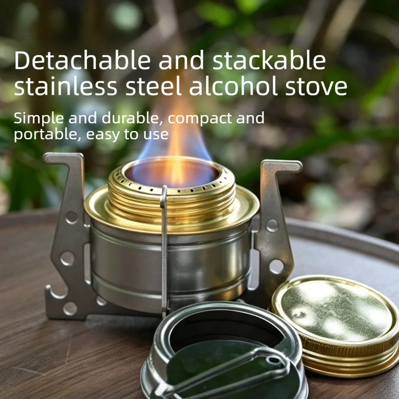 Stainless Steel Alcohol Stove, Portable Outdoor Camping Stove for Boiling Water, Tea Making, Backpacking Hiking