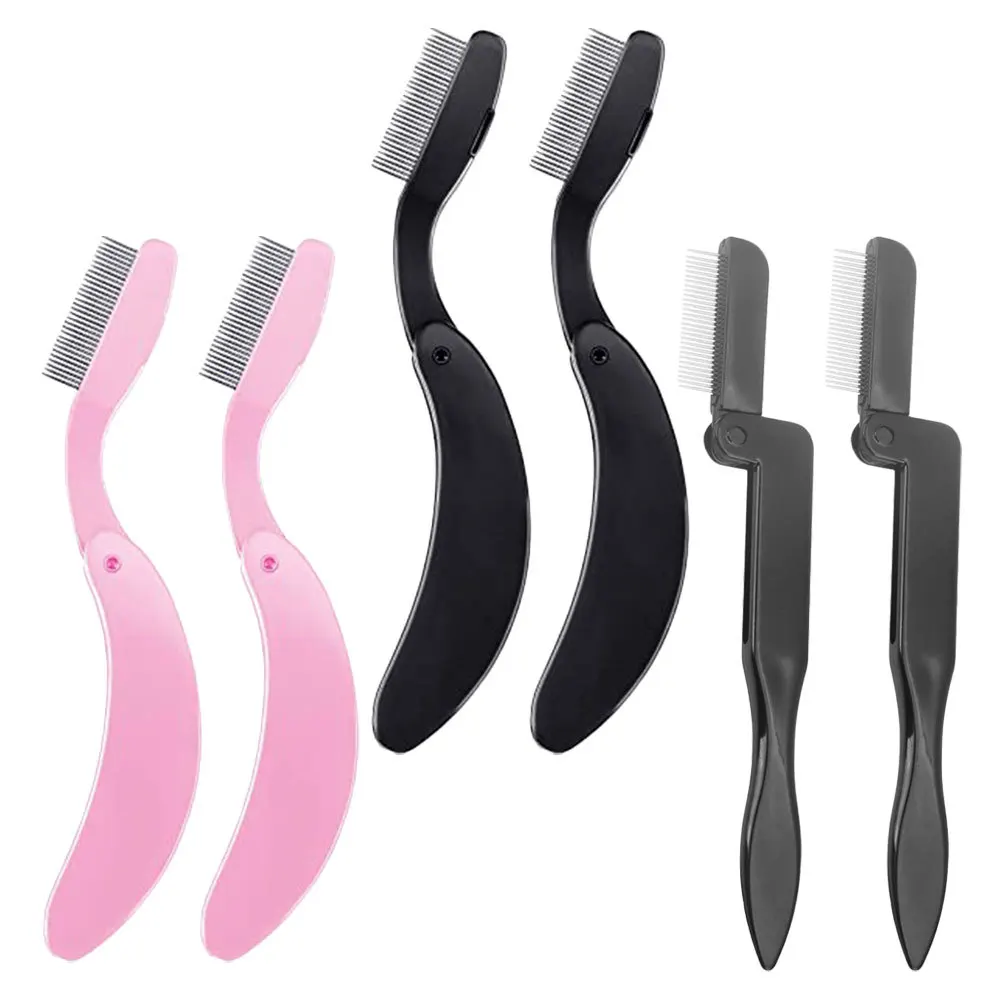 6 Piezas de Peines Plegables para Pestañas de Acero Inoxidable, Herramienta de Cuidado de Pestañas con Mango Flexible, Cepillo para Cejas, Herramienta de Maquillaje para Salón y Uso Doméstico