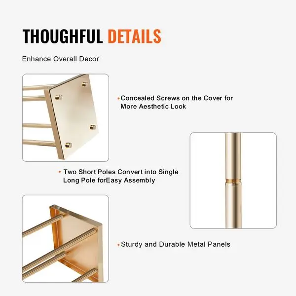 VEVOR 4 قطع من حامل زهور الزفاف بعمود معدني ذهبي، ارتفاع 23.6 بوصة مع صفائح معدنية، حوامل قطعة مركزية هندسية، أسطوانة