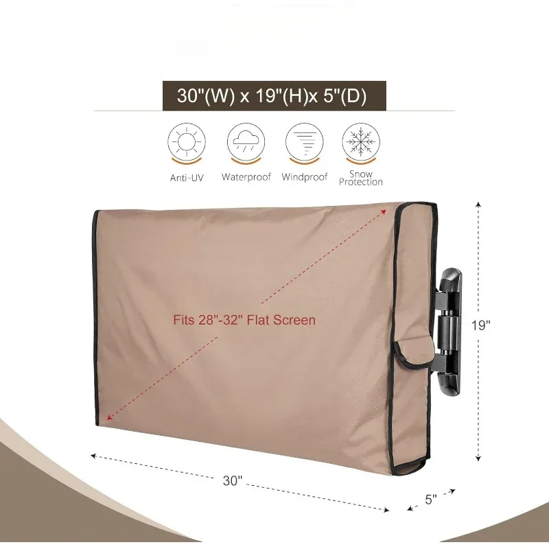 Waterproof Outdoor TV Cover Light Khaki for 28-32 Inch Outdoor Flat Screen TV Dust Cover.