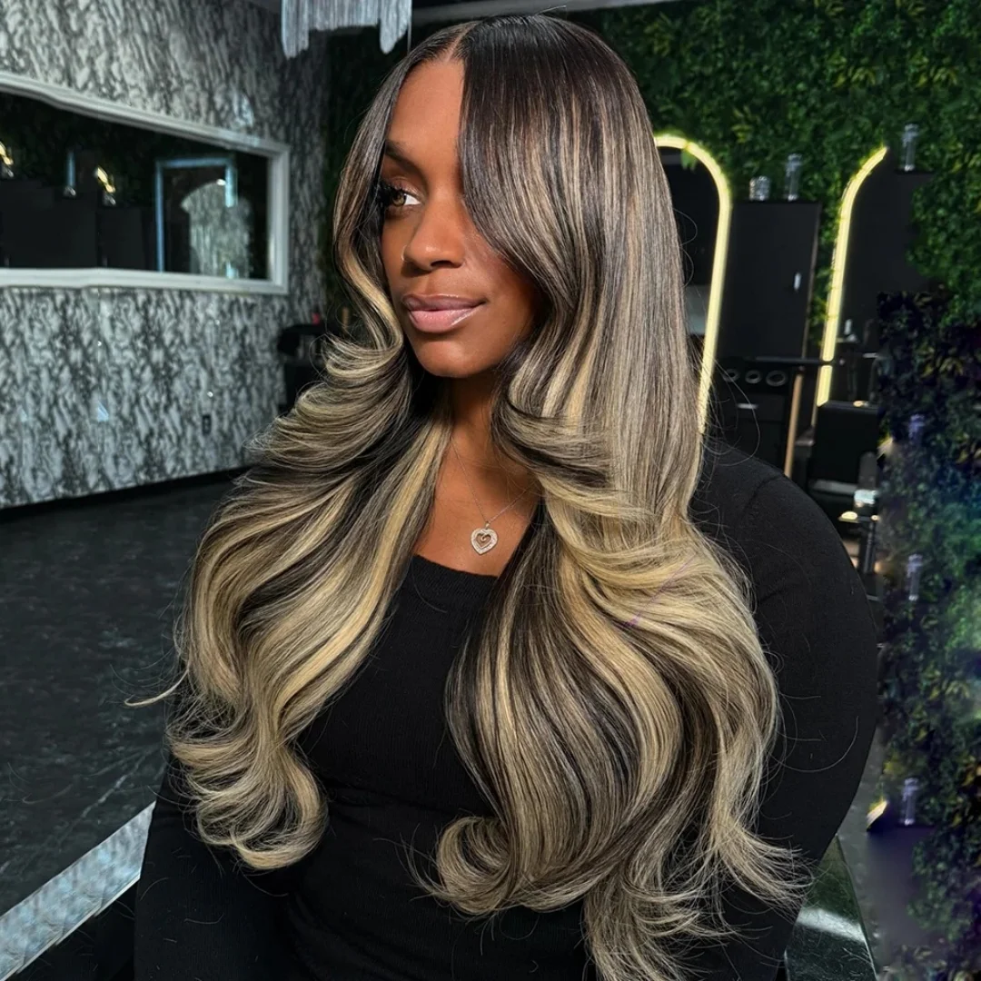 24Inch Highlight Blonde HD Lace Front Wig For Women Pre Plucked Transparent Lace Heat Resistant Daily