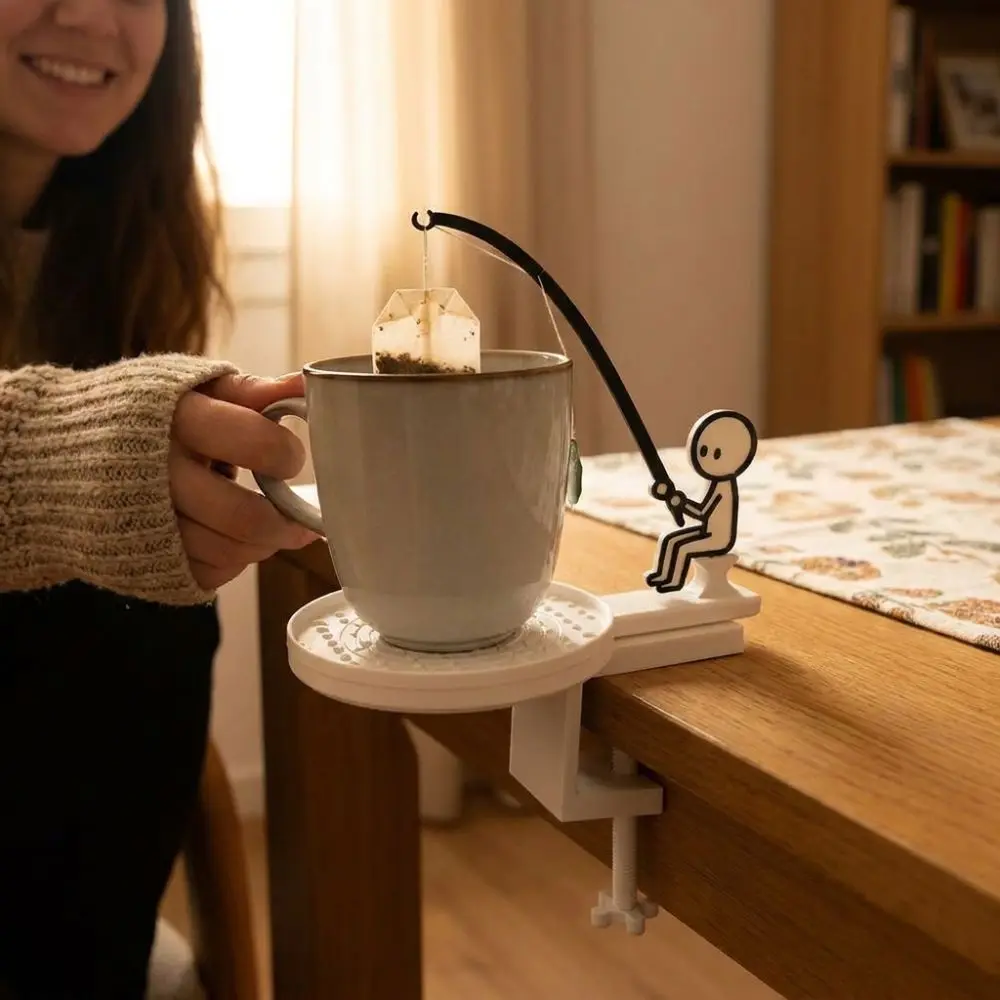 Portable Fishing Man Tea Bag Holder Heat-resistant Drip-catching Coaster Fisherman Tea Bag Stand Drip-catching Plastic