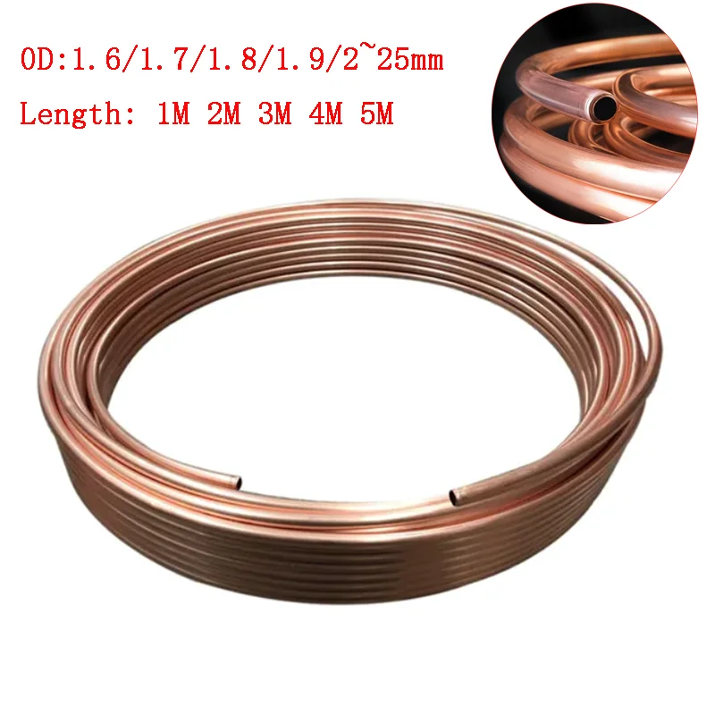 

T2 Red Copper Tubing Soft Coil Copper Tube OD 2/2.5/3/4/5/6/7/8/9/10mm Round Pipe Wire Pipe for Refrigerators Air Conditioners