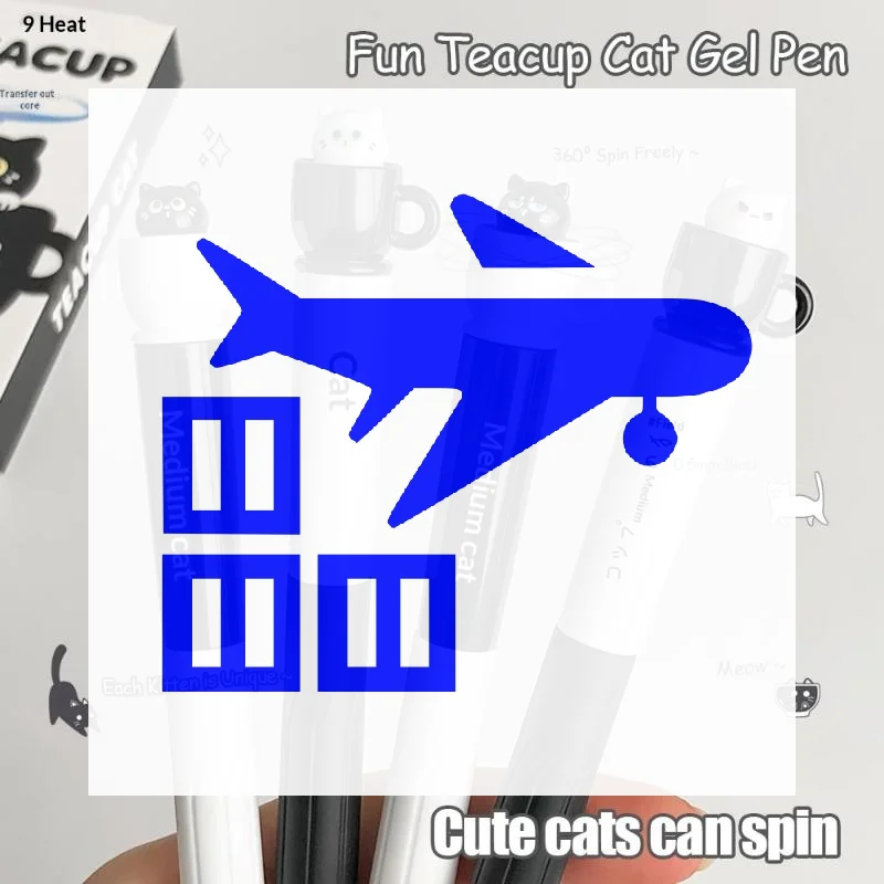 Cute Teacup Cat Gel Pens 0.5mm Fun Animal Quick Dry Pen Creative Rotating Cat Pocket Pen For School & Office Use