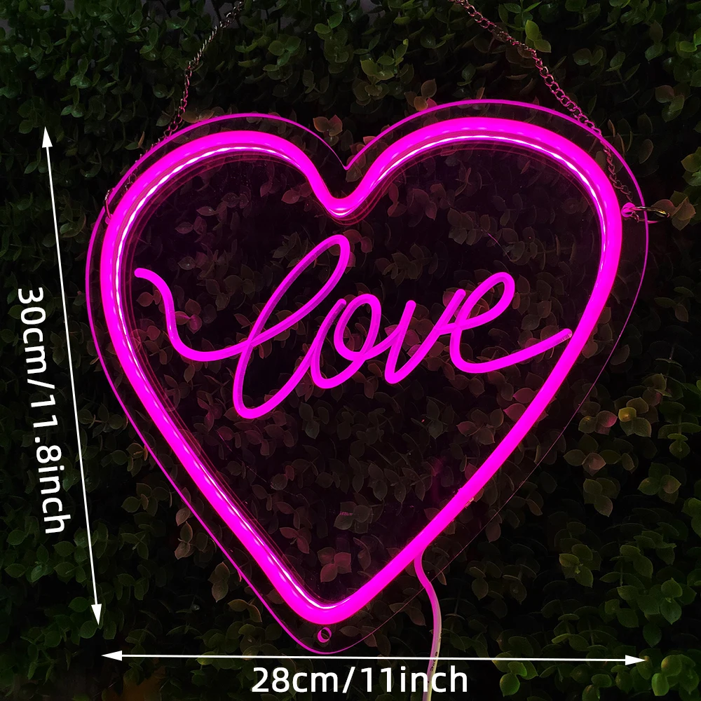 LOVE LED Neon Light Sign for Party Supplies, Girls Room Decoration Accessory, Table Decoration Home Decor Neon Night Light USB