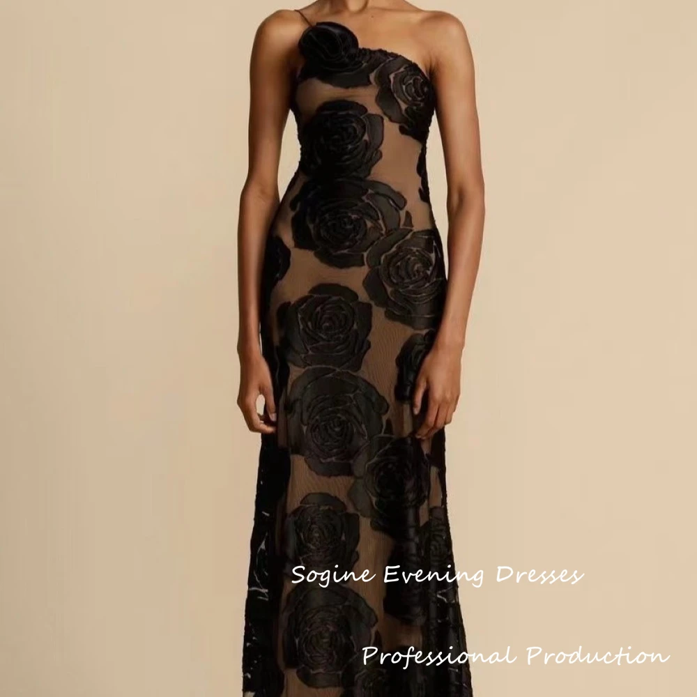 Vestidos de baile pretos com apliques para mulheres 2025, alça espaguete, elegante, tule, فسات -.ṁ, vestido de noite sem mangas, ocasiões formais