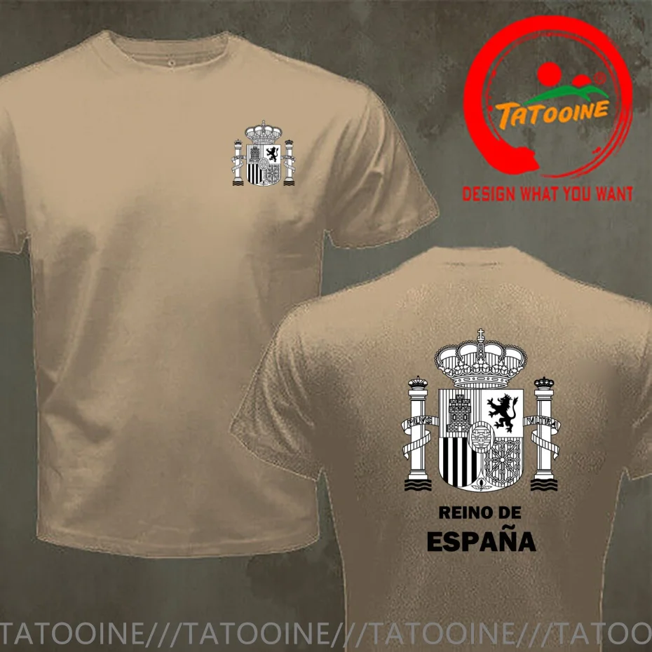 National Emblem of Spain Black and White Coat of Arms T Shirt Men Fashion Trendy Casual Clothing Stylish Tops Tee Shirt Leisure