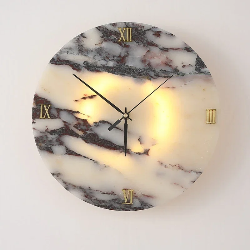 Innovative Clock Function LED Wall Lamp Natural Stone Indoor Foyer Bedroom Dining Room Lighting Fixtures Marble