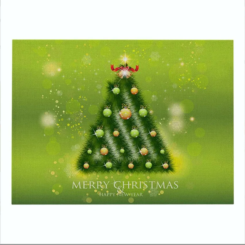 New Green Christmas Series PU Material Placemats Thermal Insulation Mat Home Furnishings Kitchen Table Mat 30*40CM