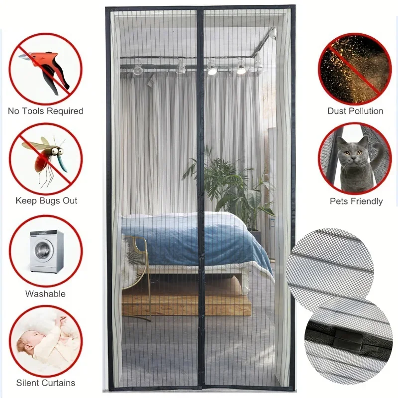 Automatic Closing Door Screen Mosquito Net Curtain Magnets Door Mesh Insect Sandfly Invisible Magnetic Mosquito Nets for Door