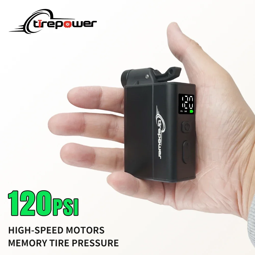 

Умный электрический насос для велосипедов 120PSI, быстрое накачивание за 50 секунд, портативный насос для шин с манометром для клапанов Presta, Schrader, Clik