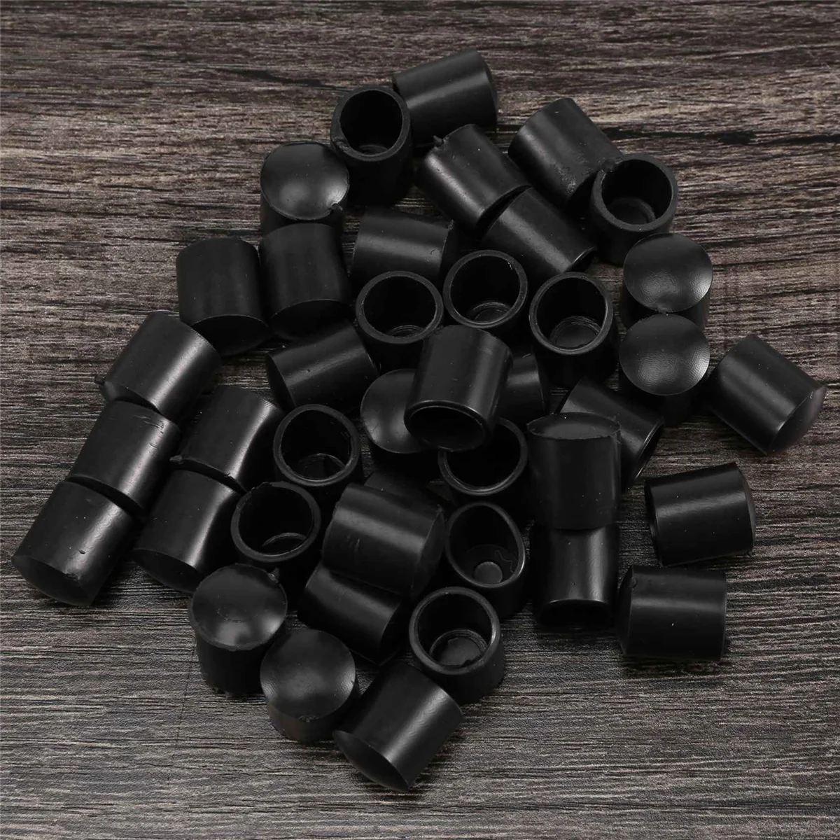 Capuchons en Caoutchouc Noir, Embouts de Tube Ronds, 10mm, 40 Pièces