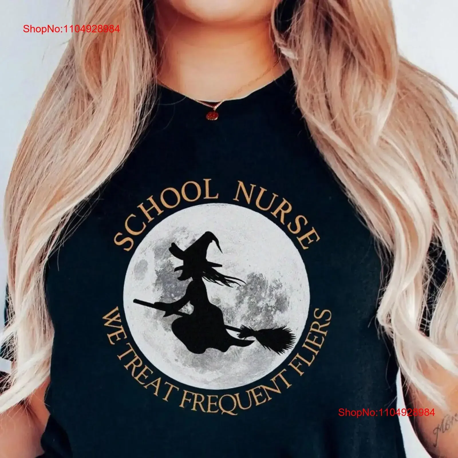 

Halloween School Nurse T Shirt Frequent Fliers Witch Nursing Rn Spooky Fall Autumn Elementary High vintage Washed Stylish