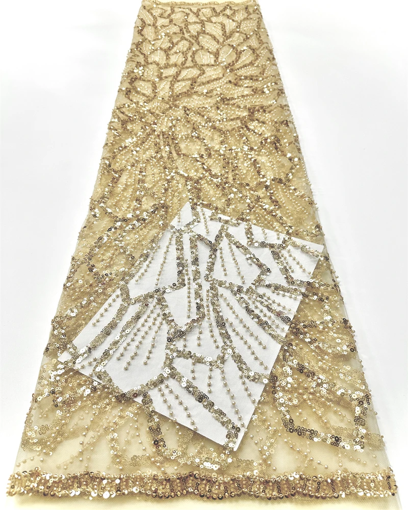 Tissu africain en dentelle de luxe, paillettes et perles de haute qualité pour mariage nigérian, Tulle français, offre spéciale, 2025