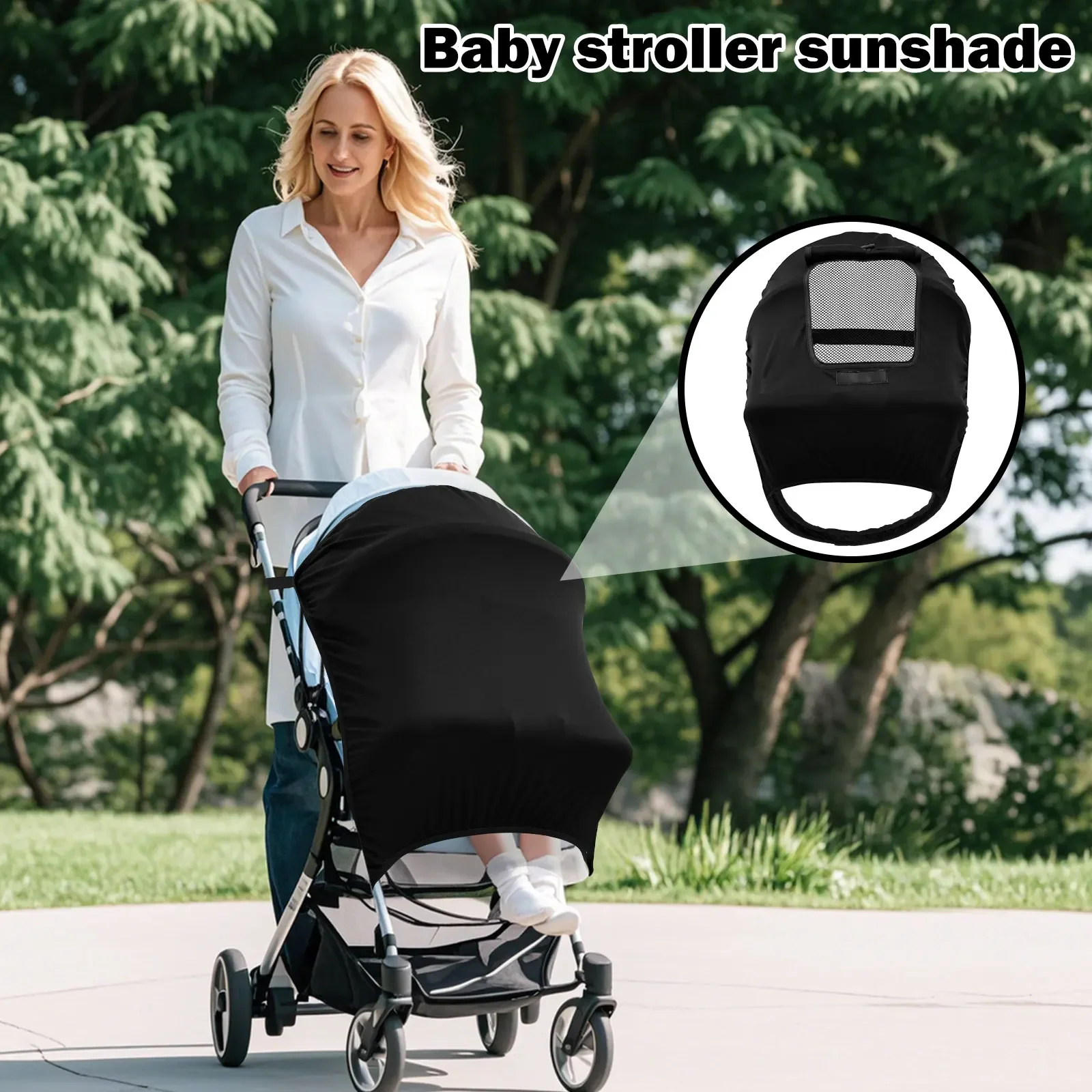 Stroller Sun Shade Universal Baby Stroller Accessories Breathable Sun Protection Pushchair Canopy Lightweight Pram Parasol Black
