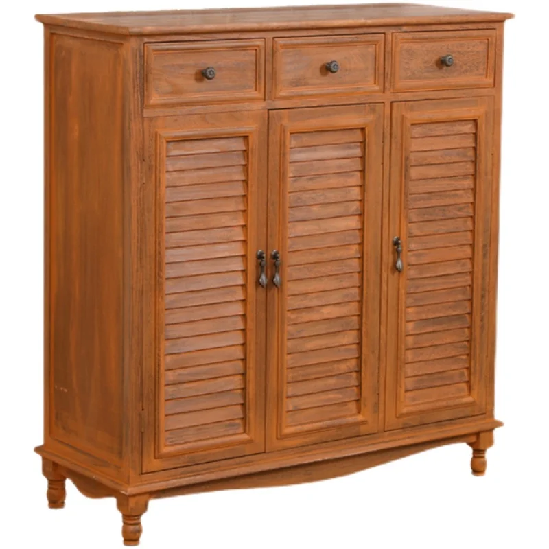 

Shoe cabinet household entrance solid wood economical porch entrance balcony American large-capacity shoe storage cabinet